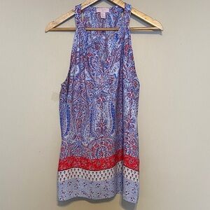 St. Tropez Red and Blue Paisley Tank Top